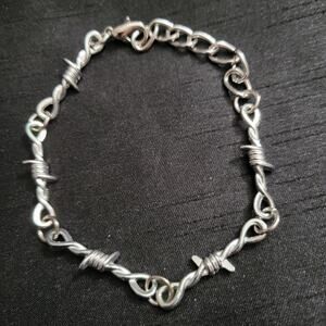 Barbed wire silver tone bracelet